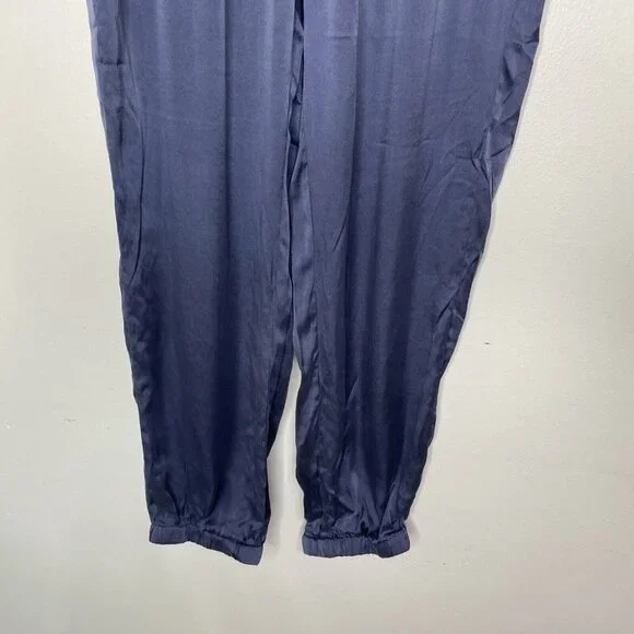 Skin World Wide Silk Pajama Pants Blue 4 XL Elastic Pockets Drawstring jogger - Picture 4 of 10